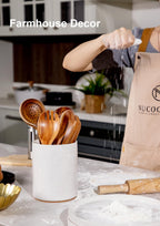 Nucookery Ceramic Kitchen Utensil Holder for Countertop Organizer 6.4" Sand