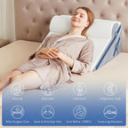 Simpledad 3PCS Wedge Pillow, Orthopedic Wedge Pillow for Acid Reflux, Back Pain Relief, Cooling Memory Foam Top, Bed Wedge Pillows for Headboard, Sleeping, Snoring, Back Support, After Surgery.