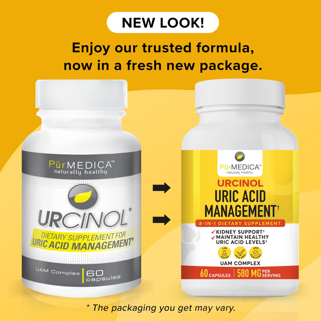 PurMEDICA Urcinol Uric Acid Supplement for Joint Support - 60ct (Pack of 1) - Uric Acid Support Formula with Turmeric Root, Acai, Banaba Leaf, Celery Seed, Yucca Stalk