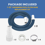 1 1/2" Swimming Pool Filter Hose Replacement Kit,Universal 1.25/1.5 Inch Hose Adapter & 1.5"Pool Vacuum Hose for Above Ground Pool,2 Pack 6 Feet Replacement Hose Suitable for Pump - Filter - Heater