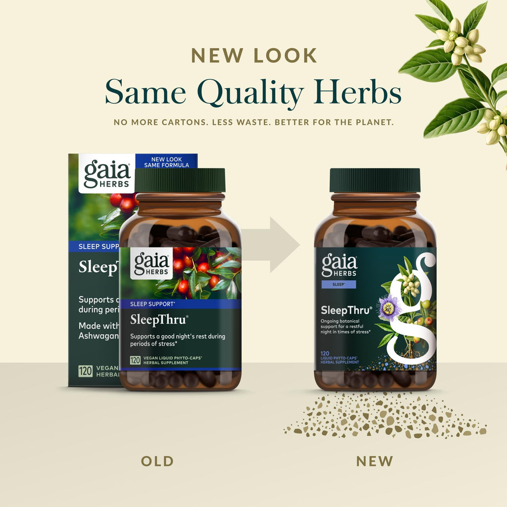 Gaia Herbs SleepThru - Sleep Support Supplement with Ashwagandha Root, Magnolia Bark, Passionflower & Jujube Date* - 120 Vegan Liquid Phyto-Caps (60 Servings)