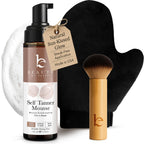 Self Tanner Tanning Mousse Kit - USA Made with Natural & Organic Ingredients, Tan Kit with Kabuki Brush & Mitt, Tanning Foam for Fake Tan, Non Toxic Sunless Tanner, Self Tanners Best Sellers