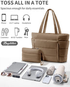 Bagstellar Puffer Tote Bag for Women, Lightweight Puffy Work Tote Handbag