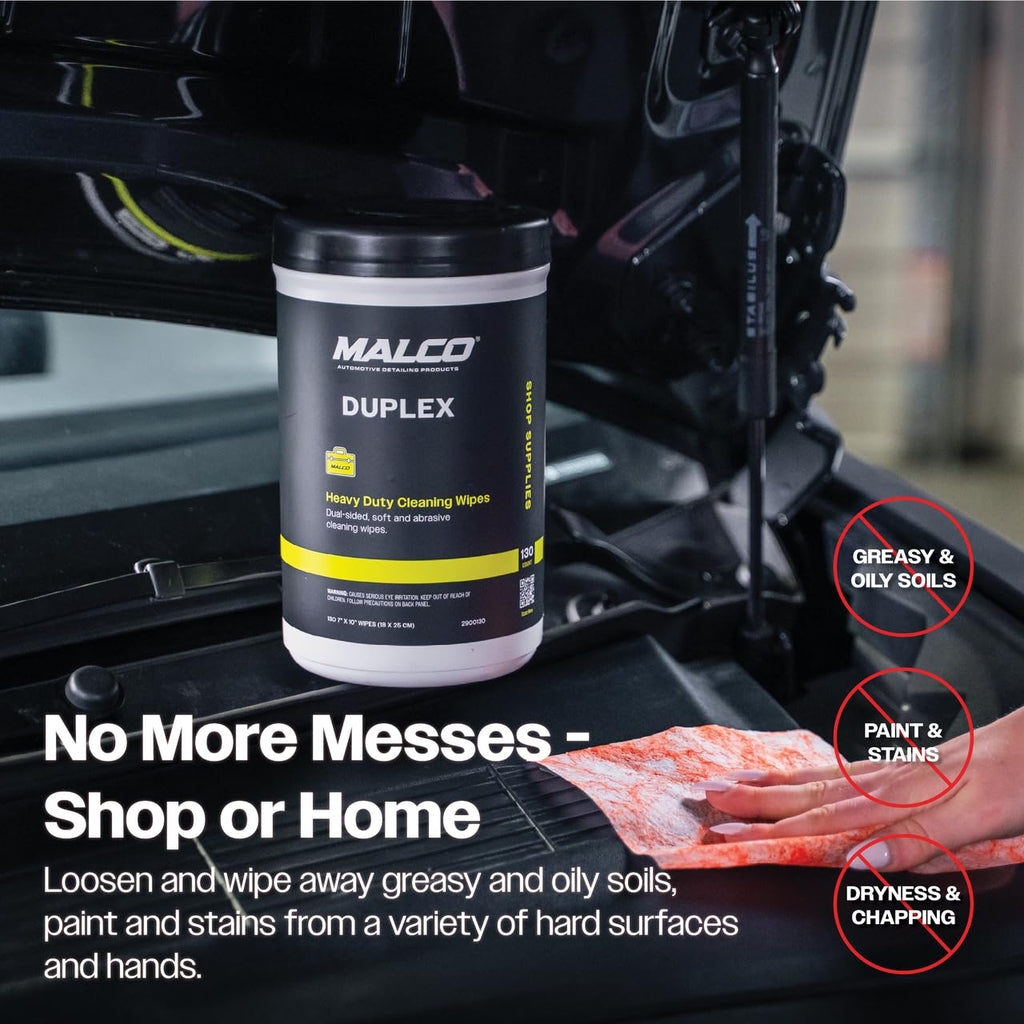 Malco Duplex Heavy Duty Cleaning Wipes for Home and Auto, 130 Wipes