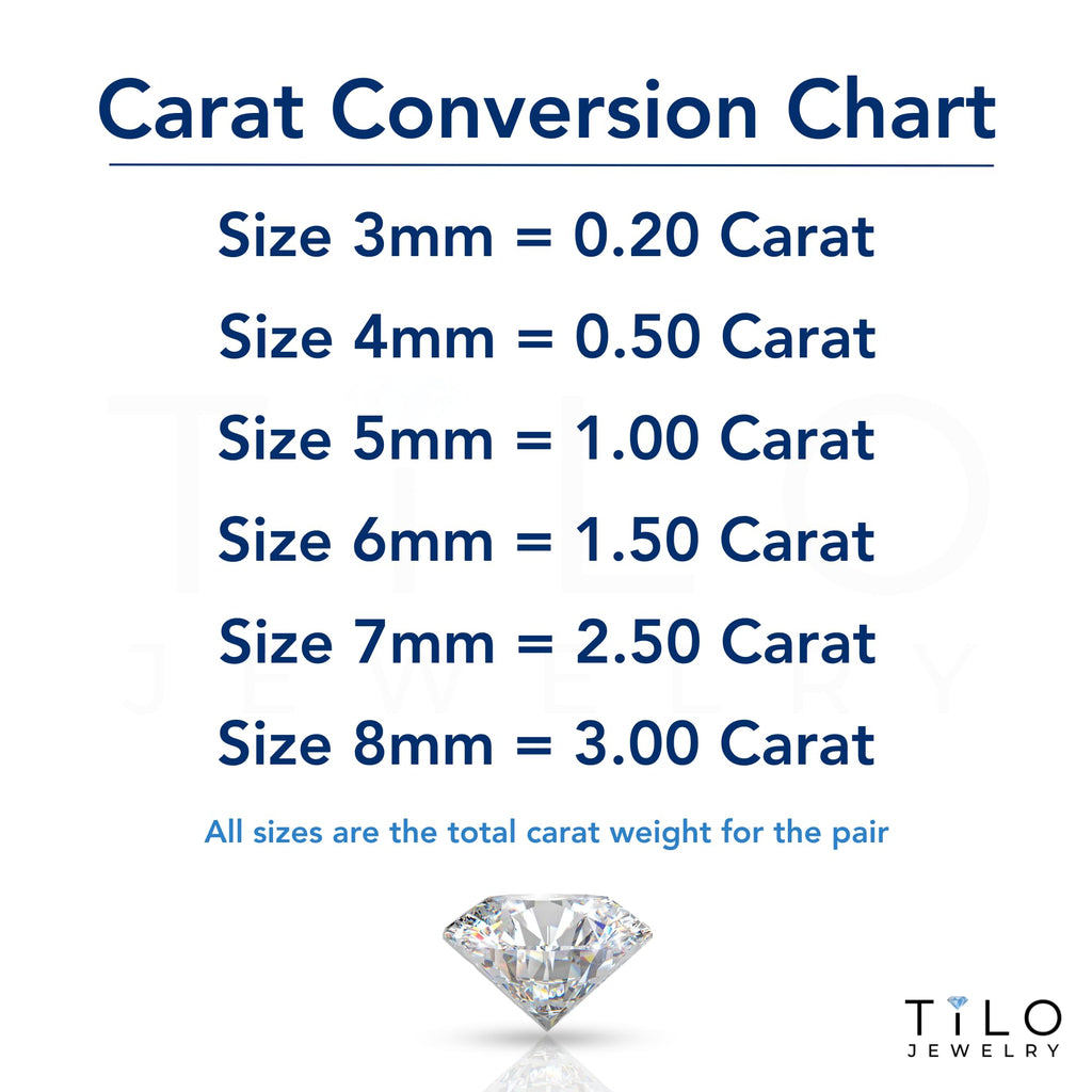 14k White Gold Solitaire Round Cubic Zirconia Stud Earrings Screw-back 3mm