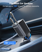 Retractable Car Charger, SUPERONE 99W Car Phone Charger with Dual Cables