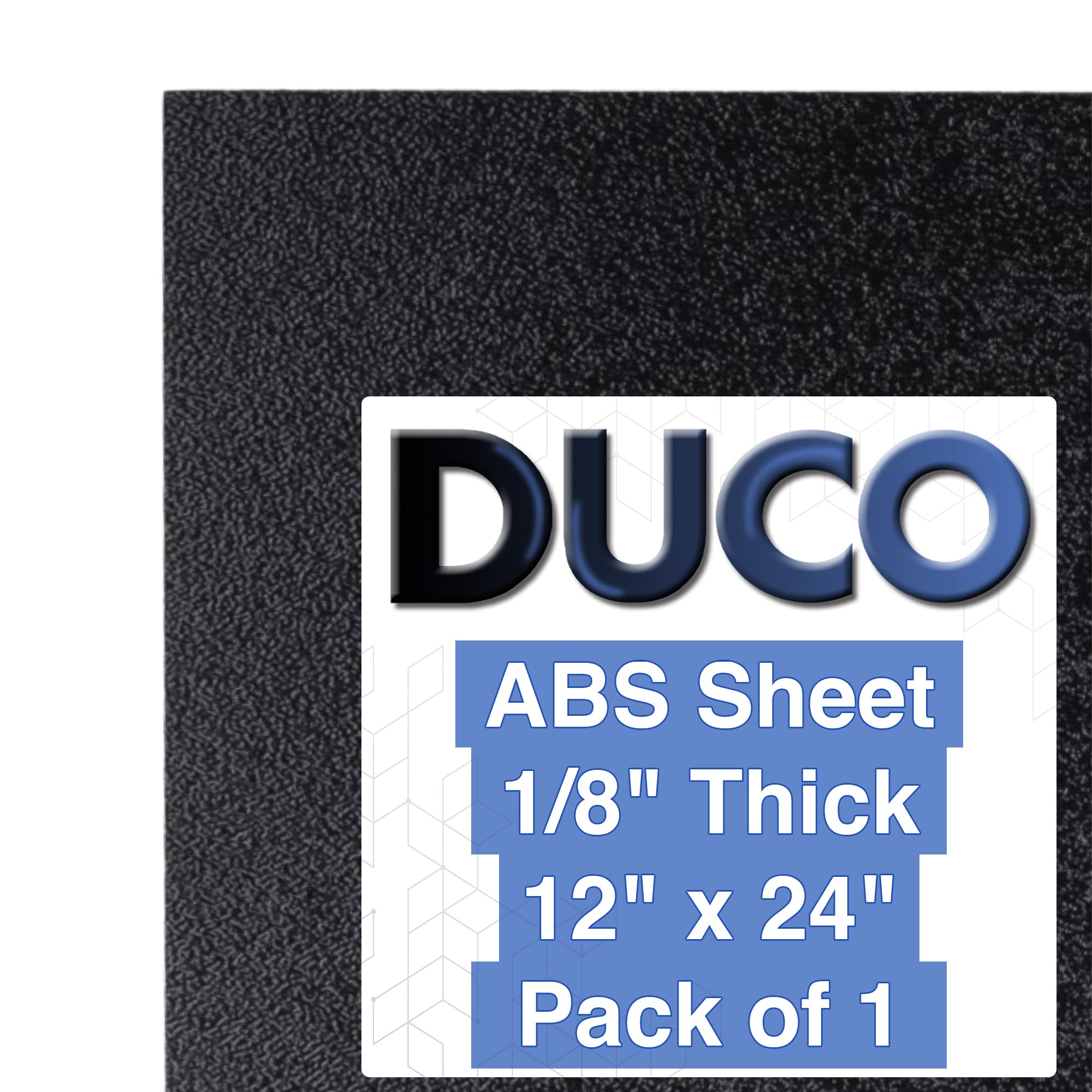 Duco ABS Plastic Sheet 1/8" (3mm) Thick 12" x 24" - 1 Pack of USA-Made Textured & Matte ABS Black Sheet - Heat Moldable Plastic Panel for Home Decor, Crafts, Robotics, DIY Projects and Industrial