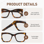 LKEYE Oversized Reading Glasses For Women Men Cat Eye Oprah Style Blue Light Blocking Computer Square Reader Designer Ladies Large Frame Fashion Spring Hinge Cute Eyewear LK6085 3 Pack +2.00 X