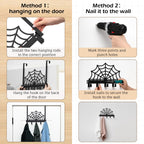 Reallnaive Cobweb Over The Door Hooks Christmas Gothic Bathroom Decor Creepy Hanger Wall Mount Rack Holder for Towel, Hat, Coat, Cloth, Keychain, Bag, Home Organizer