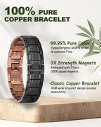 MagEnergy Copper Bracelet for Men-3X Copper Magnetic Bracelets-Ring Set