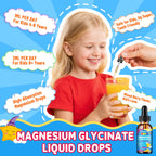 Kids Magnesium Glycinate Liquid Drops‌ – with L-Theanine, Omega-3, Vitamins B6 & D3, Zinc & Calcium – for Sleep Support, Relaxation, Focus & Brain, Bones – Mixed Berry Flavor, 2 Fl Oz