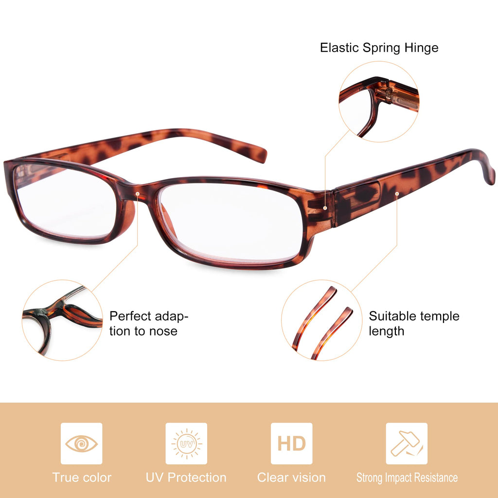 EYEGUARD Readers 4 Pack of Thin and Elegant Womens Reading Glasses with Beautiful Patterns for Ladies 2.25