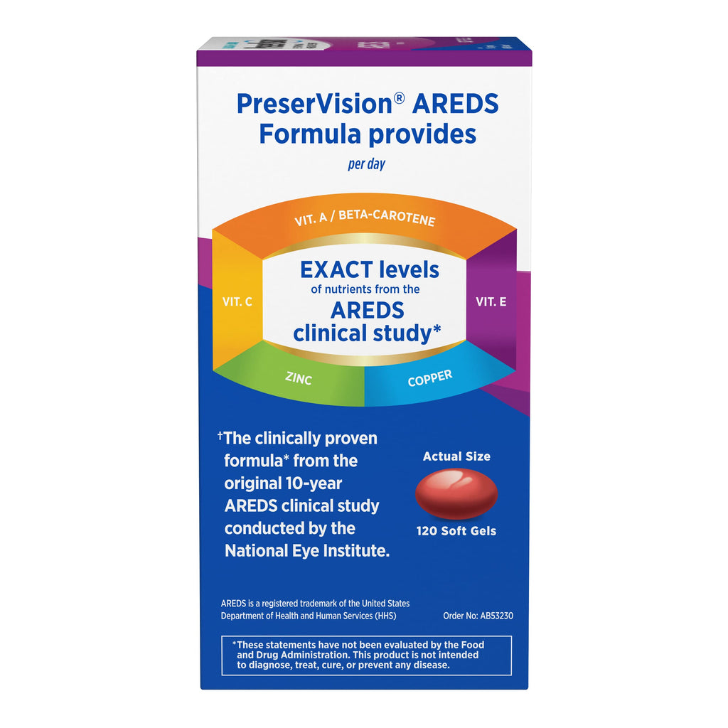 PreserVision AREDS Eye Vitamins, #1 Eye Doctor Recommended Brand, Multivitamin with Copper, Vitamin A, C & E, Zinc Supplements, 120 Softgels