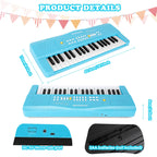 Toy Piano Keyboard for Kids Upgrade Electric Pianos Toys for 3 4 5 6 7 8 Year Old Girls Boys Beginners Keyboards with Microphone Toy for 3+ Year Old Kid Gifts (Blue)