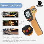 KNINE OUTDOORS Infrared Thermometer Laser Temperature Gun, -58℉ to 1112℉, Single Laser Targeting, Distance to Spot Ratio 12:1, for Cooking, Oven and Meat (Orange)