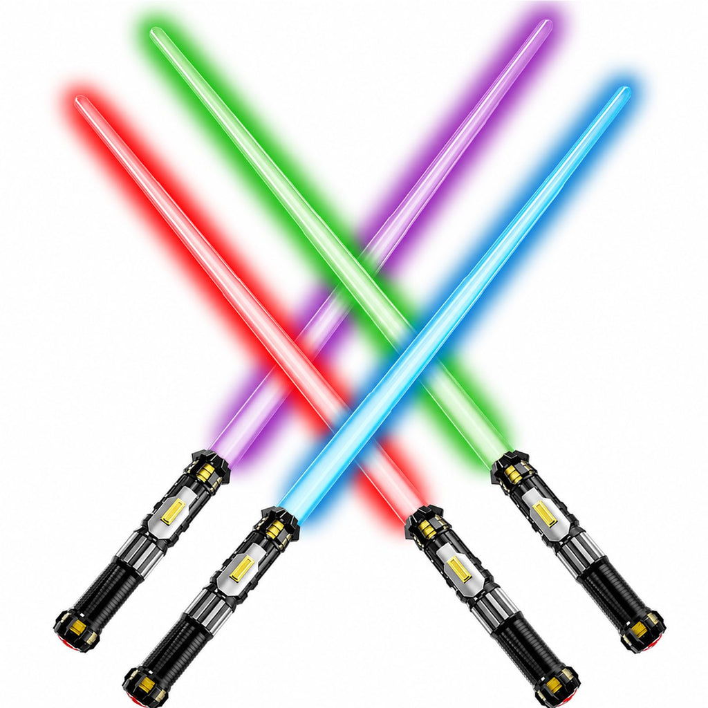 4 Pack Light up Sword with FX Sound (on-Off Control) and Retractable Handle