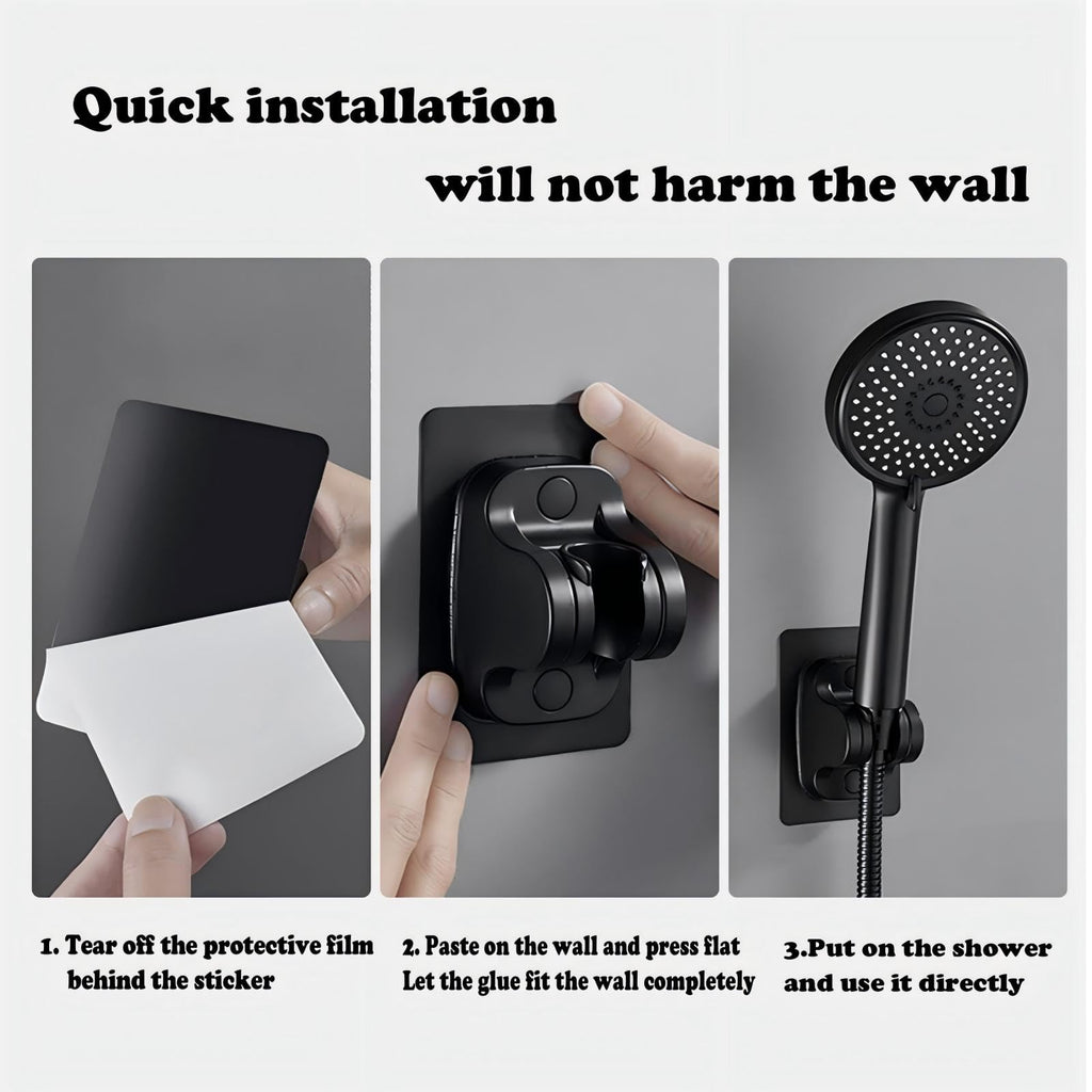 DASITON Large Wall Mount Strong Adhesive Waterproof Handheld Shower Holder,Shower Head Holder,for rv Shower Kids Shower Bathroom Shower(Black 2P)
