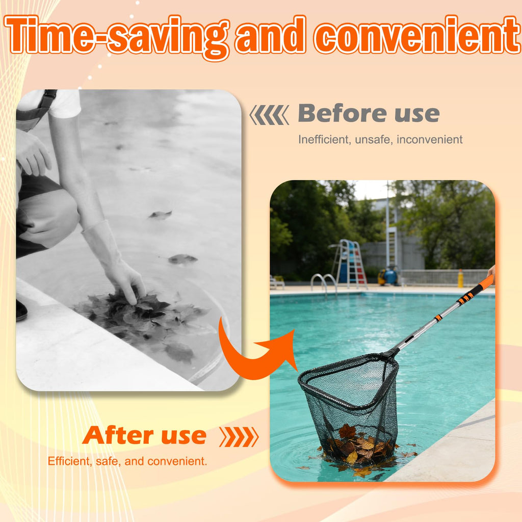 SISIUPASSIE 20FT Pool Skimmer Net with Pole, Foldable & Larger Capacity Pool Net for Cleaning, Telescopic Pool Pole Heavy Duty with Fine Mesh Pool Leaf Net for Above Ground & In-ground Pools
