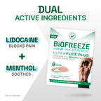Biofreeze Ultraflex Maximum Strength 4% Lidocaine + 1% Menthol Patches, Non-Menthol, Flexible Pain Relief Patch for Lower Back, Neck, Knee, Shoulder, 4 Large Pain Patches (2 Pack)