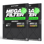 PuroAir MegaFilter - 20x25x1 Air Filter MERV 13 Activated CarbonTech Defense - Heavy Duty 3 Layer Furnace Filters Allergens, Pollen, Dust, Pet Dander, Smoke, Odors - HVAC Air Filter 20x25x1 (2-Pack)