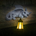 Elegondrar Solar Dragon Statue Outdoor Decor, Dragon Garden Decor with Lantern for Yard Lawn Patio Balcony, Christmas Birthday Housewarming Gifts for Mom, Grandma, Women, 9.5 Inch,Resin