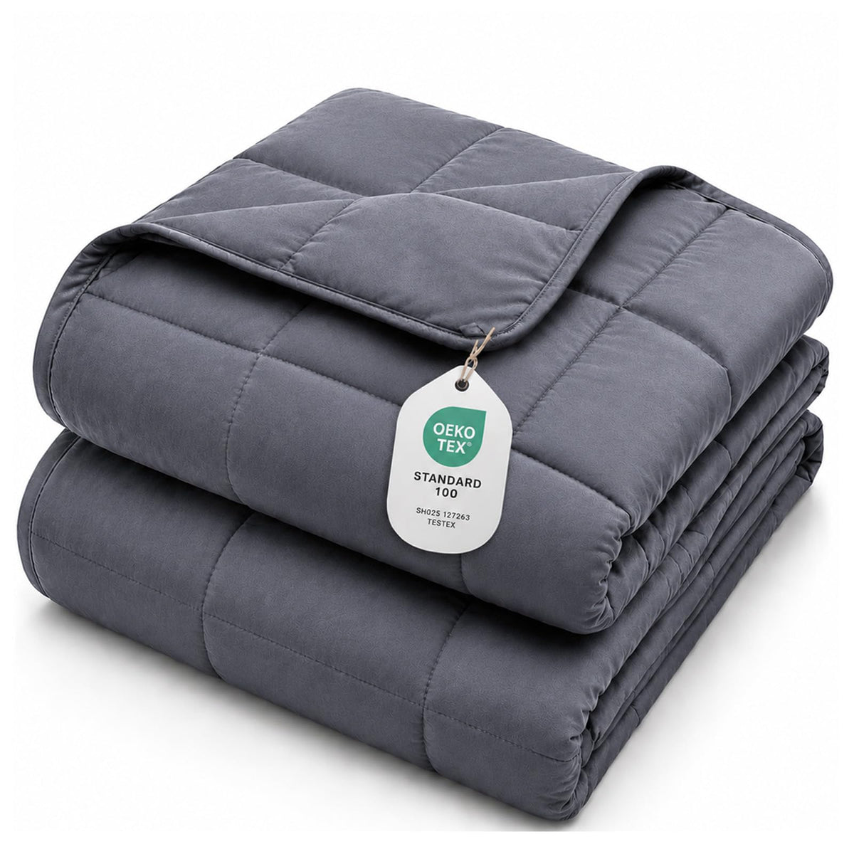 L'AGRATY Weighted Blanket for Adults 15lbs, 48"x72", Dark Grey Twin Full Size Heavy Throw Blanket, Cooling, Breathable, Microfiber with Glass Beads, Big, Washable, All-Season