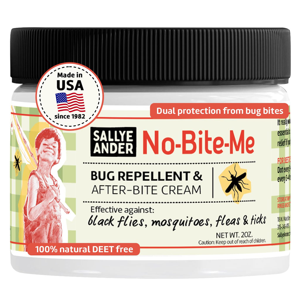 SALLYEANDER No Bite Me Natural Bug & Insect Repellent Lotion - DEET-Free Anti-Itch Cream - Safe for Kids, Infants & Adults - Repels Mosquitoes, Black Flies, Fleas & Ticks - Made in USA, 2oz