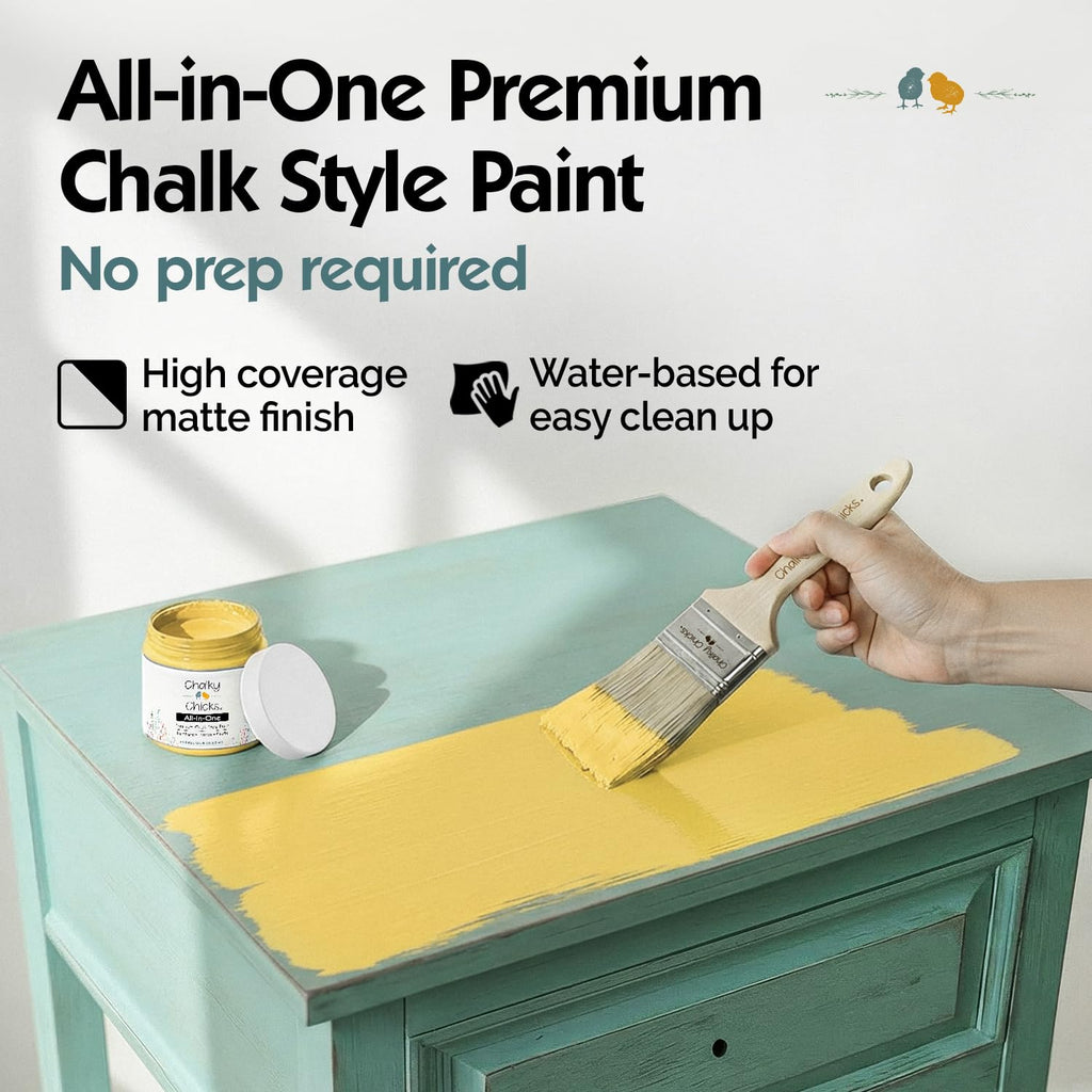 Chalky Chicks All-in-One Chalk Paint for Furniture or Cabinet - 8 Fl Oz - Matte Finish Tuscany (Yellow) for Metal, Wood Furniture Paint - No Sanding All-in-One for Home Decor & Crafts, USA Made