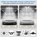 POLARPRA Led Garage Light - 20000LM Super Bright 6500K Garage Lights Ceiling Led w/ 8 Adjustable Panels Garage Shop Light Compatible for E26/E27 Socket Applicable for Workshop Barn Warehouse Attic