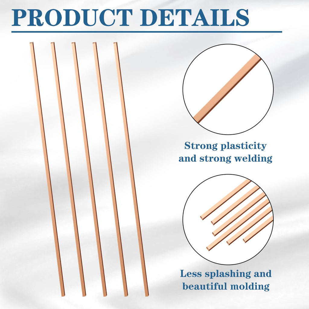 Tandefio 7.5% Silver Brazing Rods AWS BCUP-4 40 Sticks, Silver Solder Flat Welding Rods 0.050"x1/8"x10" for Air Conditioning, Refrigerator, Cold Storage & HVAC Units, Phos Copper Brazing Alloys
