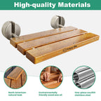 20 Inchs Teak Folding Shower Seat Wall Mounted, Fold Down Shower Seat for Inside Shower, Home Care Folding Shower Seat, Wall Mounted Shower Bench with 400 Lb. (Wood)