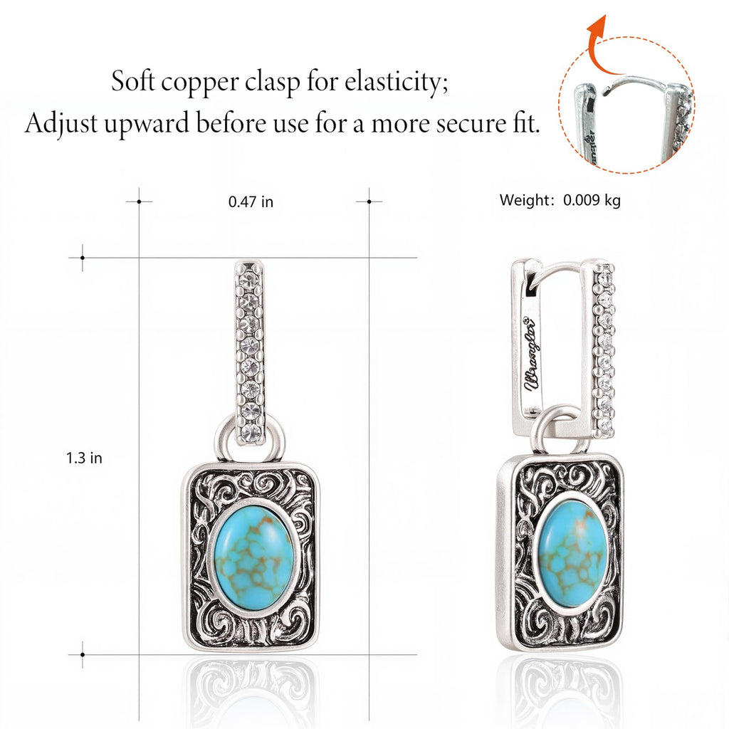 Wrangler Turquoise Jewelry for Women, Turquoise Earrings, Silver-Green