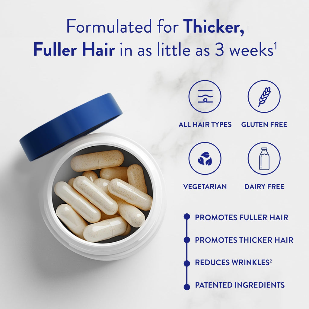 Routine Wellness Hair Growth Supplement – CLINICALLY Tested Thicker, Fuller-Looking Hair Support with Biotin & Key Nutrients, Vegetarian & Gluten-Free Vitamins - 3 Bottles, 90 Day Supply