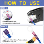 haisstronica Crimping Tool for Heat Shrink Connectors HS-8327 with 200PCS Marine Grade Heat Shrink Butt Connectors of Tinned Red Copper AWG 22-10