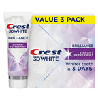 Crest 3D White Teeth Whitening Toothpaste for Adults, 4.6oz, 3 Pack, Stain Remover, Cavity Protection Fluoride Toothpaste, Strengthens Enamel, Faster Whitening, Brightens Teeth, Travel Size