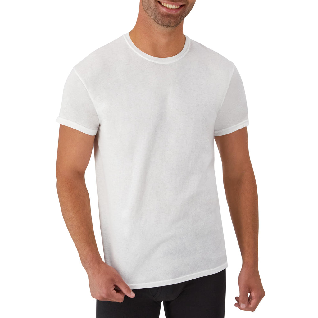 Hanes Men's Cotton, Moisture-Wicking Crew Tee Undershirts, Multi-Packs, White - 6 Pack, Small, 2135P6