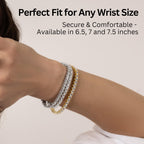 KISPER Tennis Bracelets for Women 14k White Gold Plated Round Cut CZ