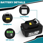 CHAUNVEN 6.0Ah Battery Replacement for Makita 18V Battery Compatible with 18 Volt BL1860B BL1850B BL1840B BL1830B BL1815B Batteries
