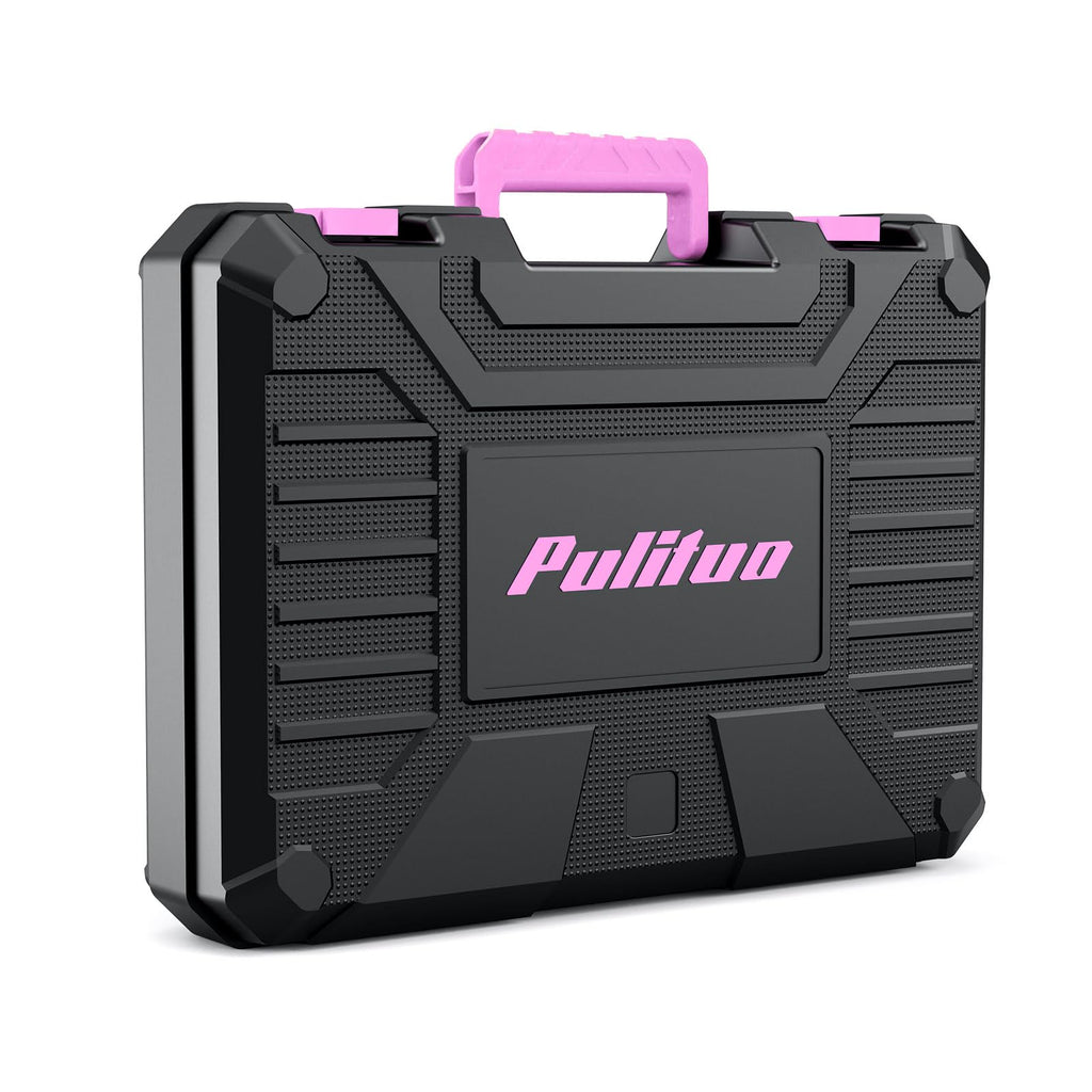PULITUO Drill Set, 149-Piece Home Tool Set with 12V Pink Cordless Drill, Tool Box, Hand Tool Kits for Women & Men and DIY Enthusiasts, for Home Improvement
