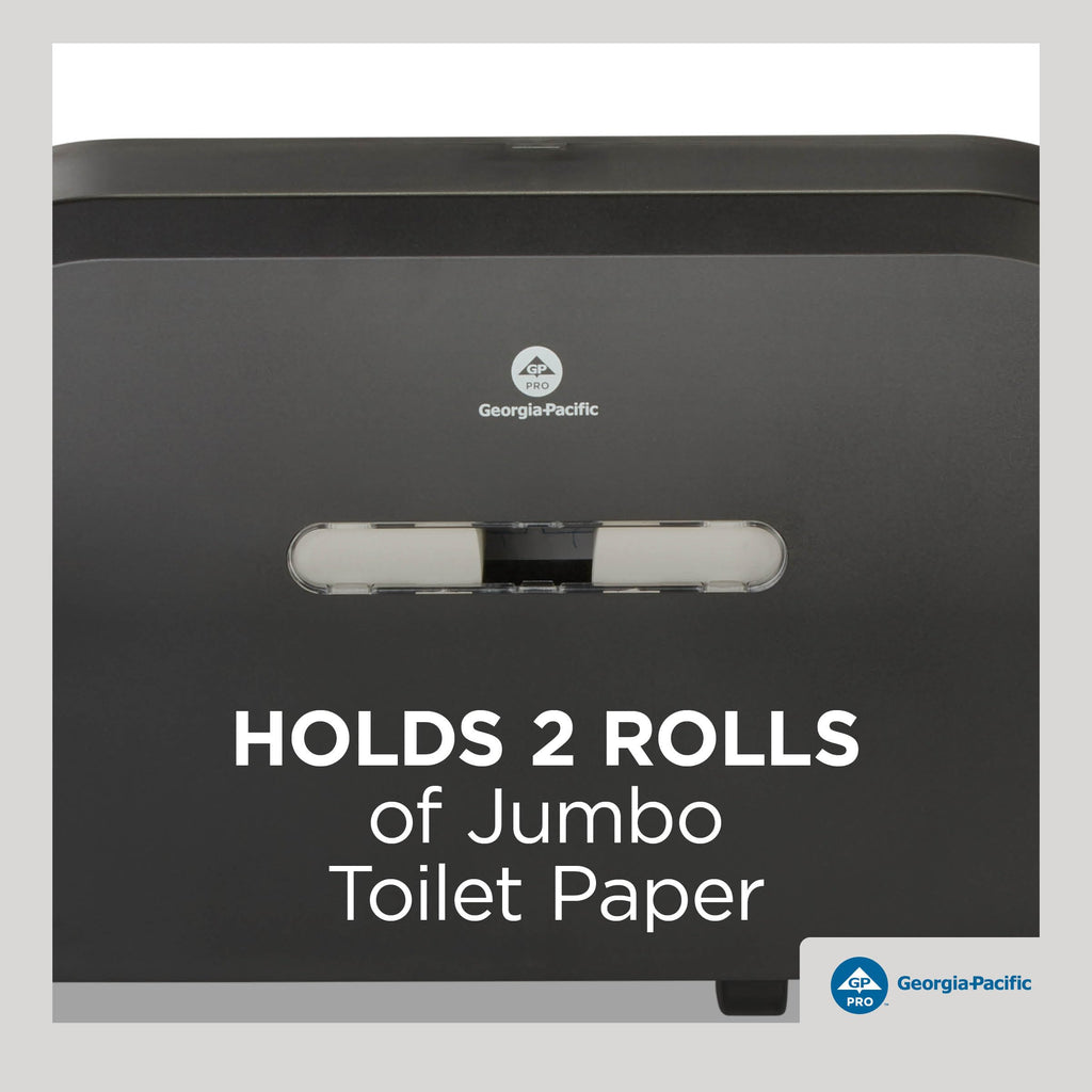 Georgia-Pacific Two-Roll Jumbo Jr. Toilet Paper Dispenser by GP PRO, Black, 59210, 22.1"W x 4.8"D x 12.1" H