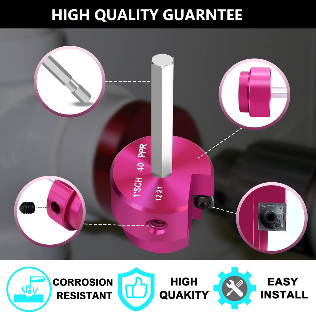 PVC Pipe Reamer for 4 Inch I.D. SCH.40 PVC Pipes, Fitting Saver with 3/8-Inch Hex Shaft,Socket Saver Plastic Pipe Fitting Reamer Tool for Plumbing Sch.40 Socket Hub Coupling Removing