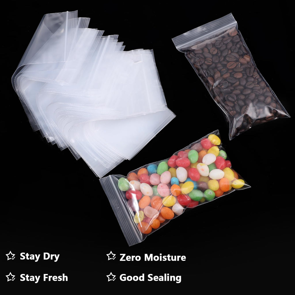 500 Count 3 x 5 Inch Clear Resealable Plastic Bags, 2 Mil