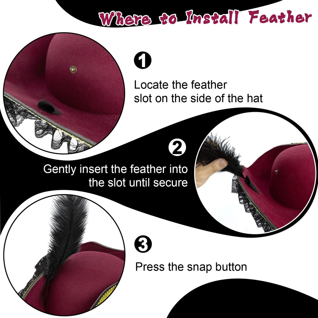 Lrvcnva Pirate Costume Hat Women,Pirate Accessories Halloween Costume,Renaissance Tricorn Hat for Adults