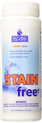 Natural Chemistry Stain Free, 1.75 lb, 100% Citric Acid, Eliminates Metal Stains and Effective on All Pool Surfaces, Works with All Sanitizing Systems