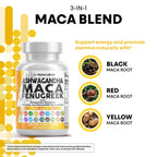 Clean Nutraceuticals Ashwagandha Maca Root Fenugreek Supplement with Tongkat Ali Ginseng - Assists with Stress, Mood & Thyroid - Ashwagandha Capsules Fenugreek Caps - 1 Pack