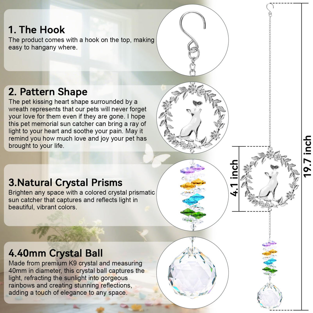 Pet Memorial Gifts for Cats, Loss of Cat Sympathy Gift,Thoughtful Cats Remembrance Sun Catcher,Cat Bereavement Gifts,Pet Loss Bereavement Gift Idea