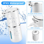 Automatic Soap Dispenser Touchless,Liquid Soap Dispenser with 4 Adjustable Levels,12.8oz USB Rechargeable and Wall Mounted,Smart Hand Soap Dispenser for Bathroom,Kitchen Sink,Dish Soap