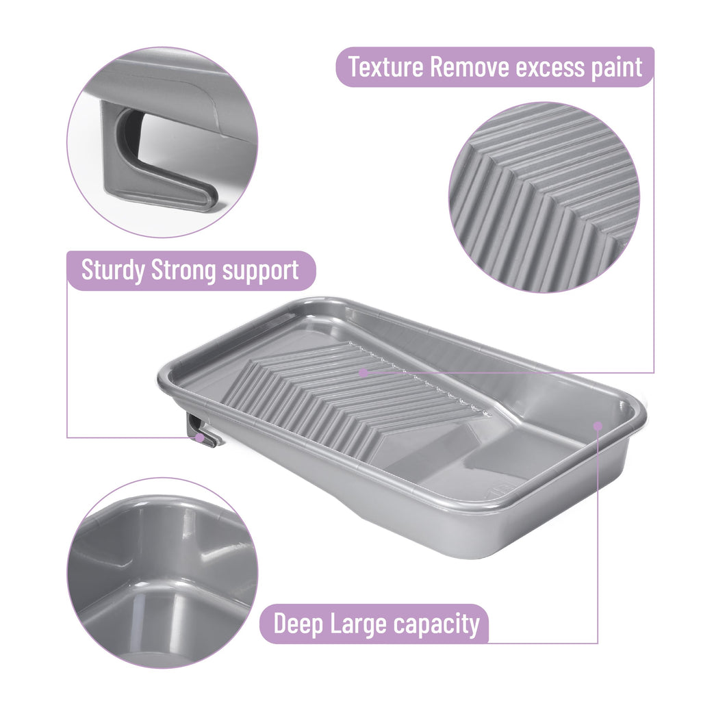 Bates- Paint Tray Set, 9 Inch, 12 pcs, 1x 9 Inch Paint Roller Tray, 10x Disposable Tray Liners & 1x Roller Frame
