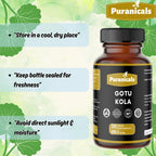 Puranicals Gotu Kola Premium 320 Capsules Non GMO and Gluten Free | Herbal Supplement | 600 mg Per Serving | Made with 100% Pure Gotu Kola Powder