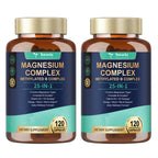 25-in-1 Magnesium Complex with Methylated B Complex, 120 Vegan Capsules per Bottle, 2 Bottles